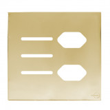 Placa p/ 3 Interruptores + Tomada dupla 4x4 - Novara Glass Dourado
